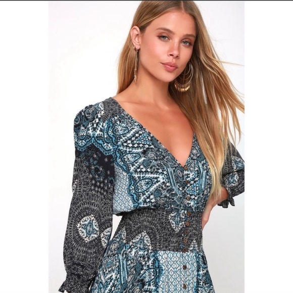 Free People Mexicali Rose Print Smocked Maxi Dress - Picture 3 of 11